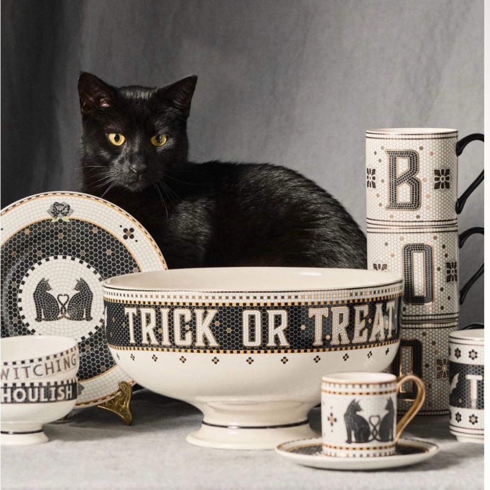Anthropologie bistro tile huge Halloween Trick or Treat Bowl - Picture 3 of 3